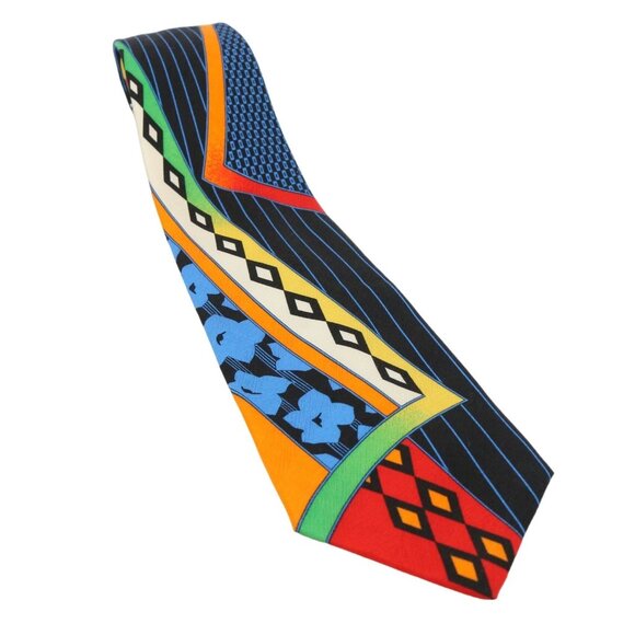 Vitaliano Pancaldi Abstract Colorful Geometric Print Men's Silk Neck Tie - Picture 1 of 7
